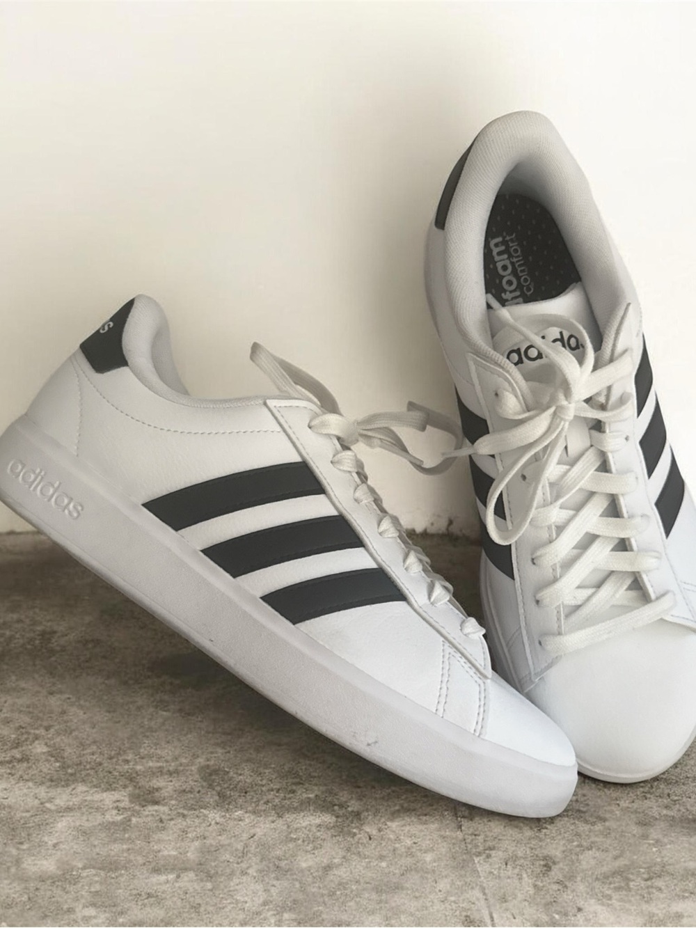 adidas White and Black Classic Court Sneakers